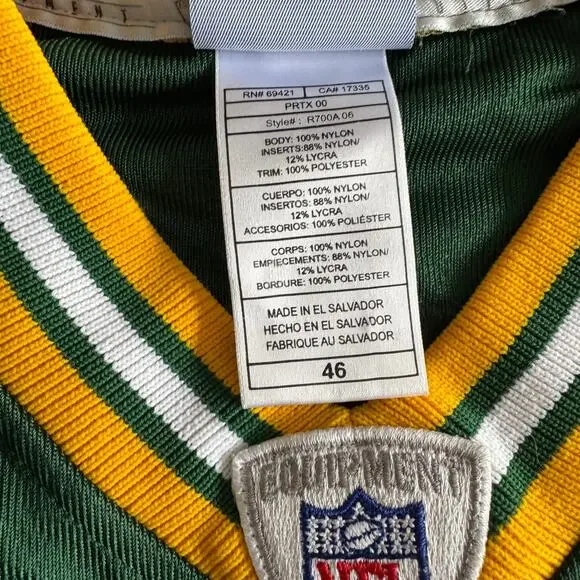 100% Authentic Reebok 2005 AJ Hawk NFL Green Bay Packers Mens 46 M Green Jersey
